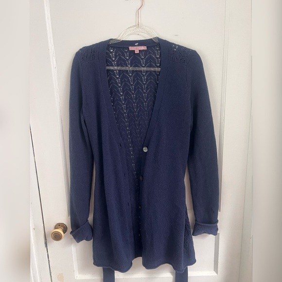 Calypso St. Barth Cashmere Knit Navy Cardigan Size M $348 - Picture 2 of 5